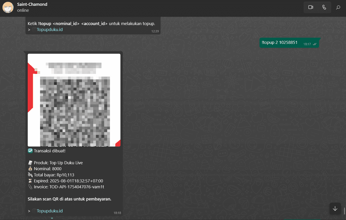 Payment Gateway WA Bot - Freelance